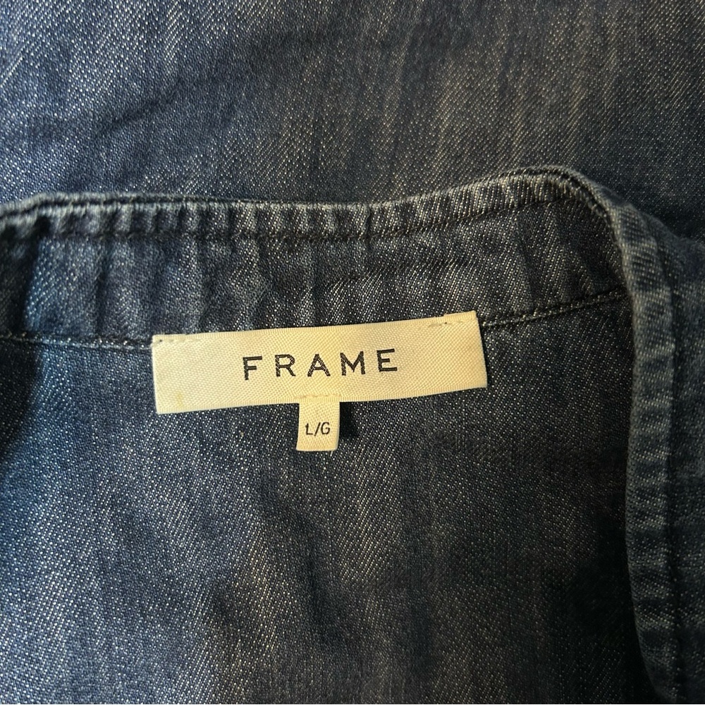 Frame Denim Dark Blue Denim Button-Down Shirt - Picture 7 of 9